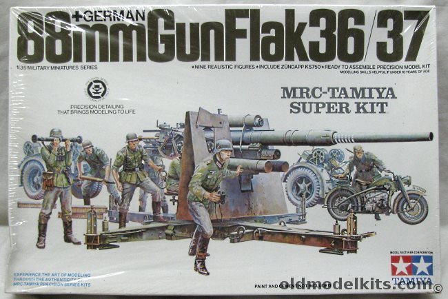 Tamiya 1/35 German 88mm Gun Flak 36/37 - with Zundapp KS750 Motorcycle and Gun Crew, MM-117A plastic model kit